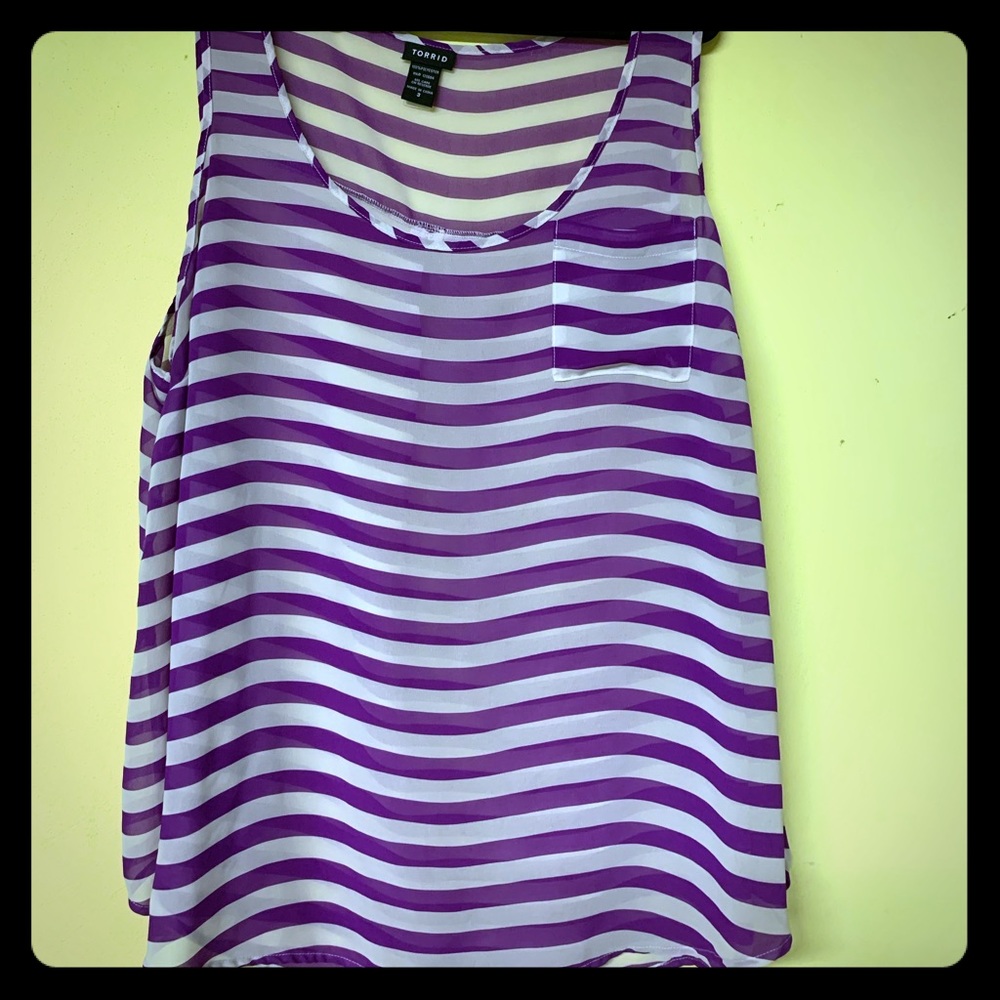 Torrid purple and white striped tank.